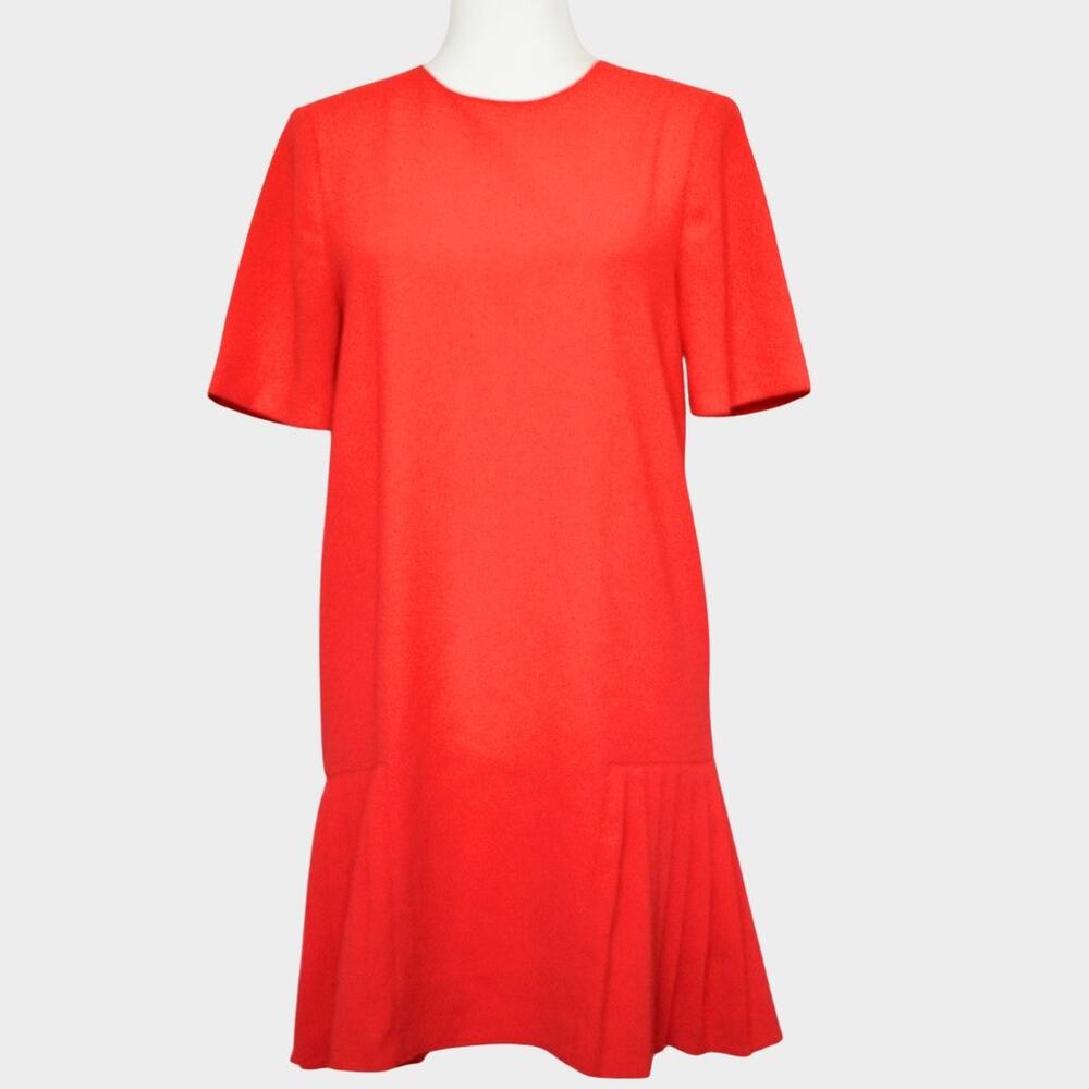 ZARA Red Drop Waist Flounce Mini Dress Short Sleeve Crew Neck Red Size S